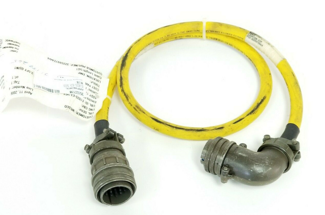 Used iCABLES E1025-E3.5G2 17P F 90DEG TO 19P M HIFLEX 3.5FT CORDSET E1025-E3.5G3
