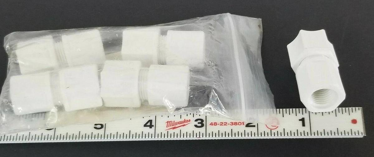 Used BAG OF 5 NEW GENERIC 5016K988 POLYPROPYLENE FITTING COUPLINGS