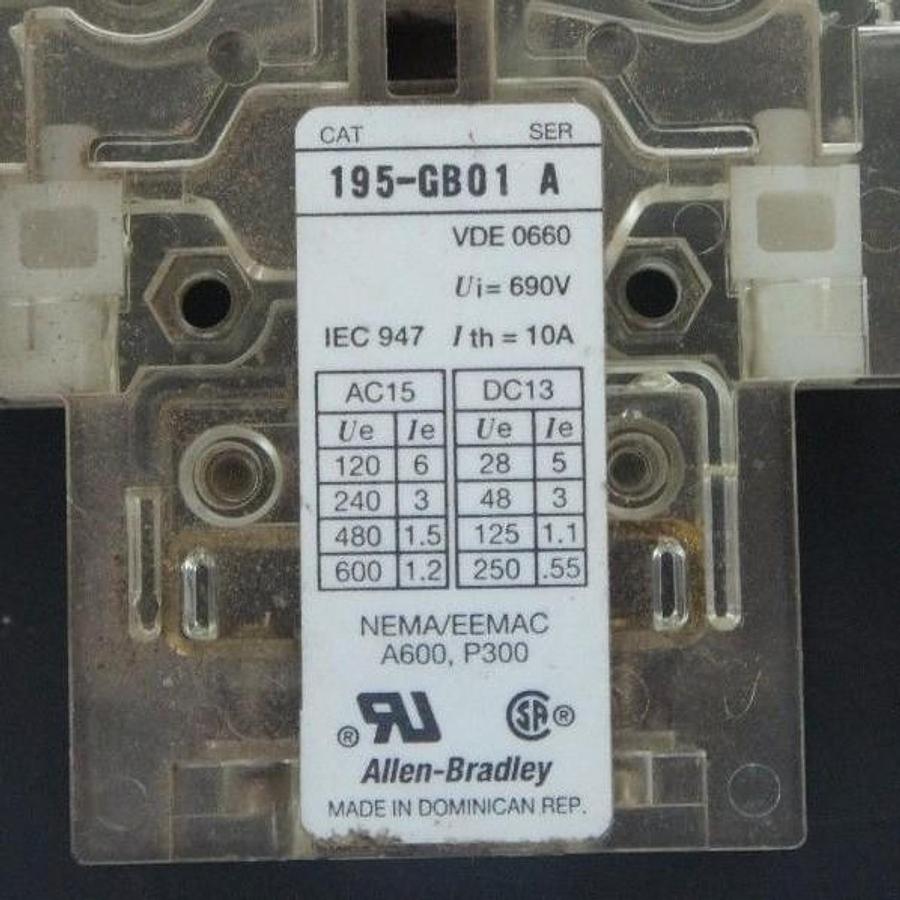 Used LOT OF 3 ALLEN BRADLEY AUXILIARY CONTACTS 195-GA01 , 195-GL01 , 195-GB01 SER. A