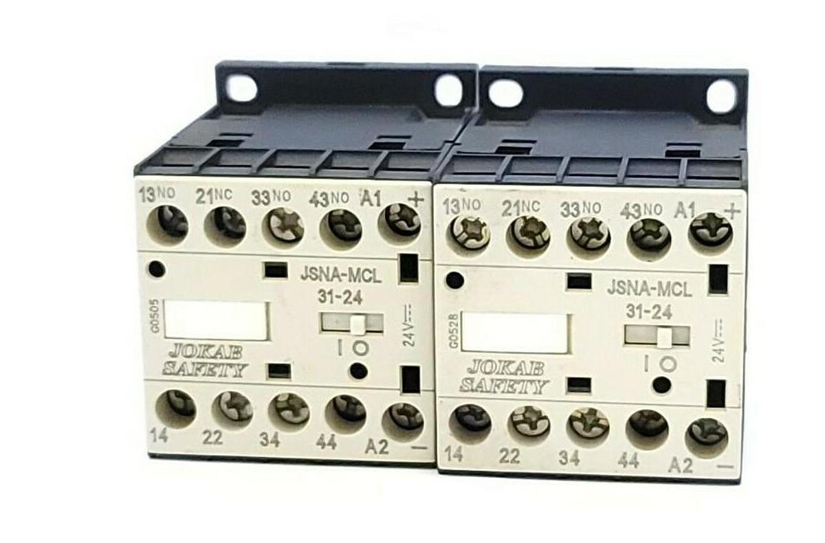 Used LOT OF 2 JOKAB SAFETY JSNA-MCL31-24 CONTACTORS 10 AMP 690 VAC 24 VDC