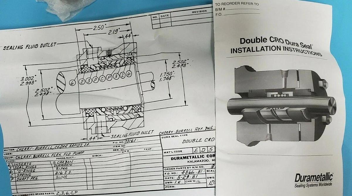 NIB DURAMETALLIC 97401 MECHANICAL SEAL KIT, 129550, 5902626, 1.750"