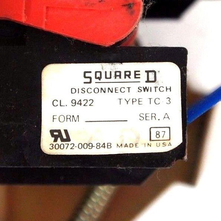 Used SQUARE D 9422-TC-3 FUSE TYPE DISCONNECT SWITCH 9422TC3