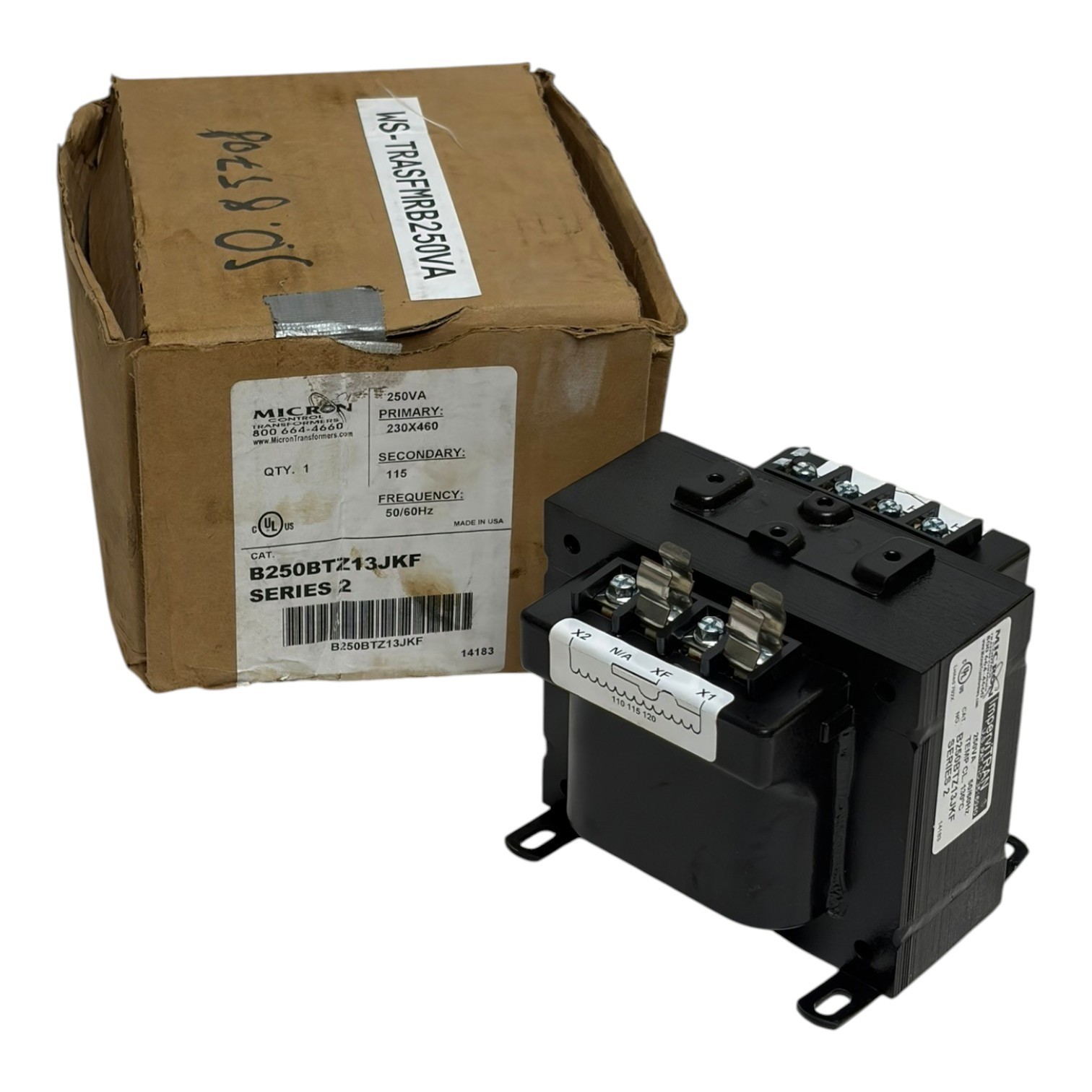 Used Micron B250BTZ13JKF Impervitran 250VA Control Transformer 230x460V