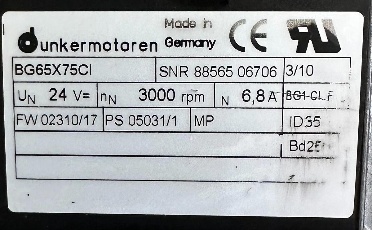 Used DUNKERMOTOREN BG65X75CI-SG80K CANopen INTERFACE SERVO GEAR MOTOR BG 65x75 CI