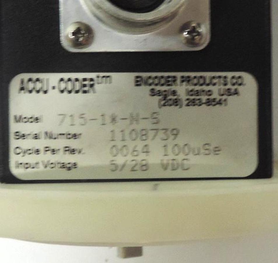 Used ACCU-CODER INCREMENTAL SHAFT ENCODER 715-1*-N-S, 5-28 VDC INPUT W/ IED ENCODER
