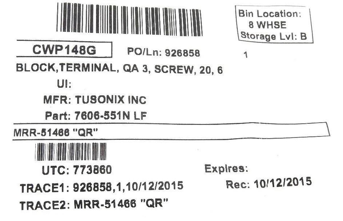 Used LOT OF 2 TUSONIX INC 7606-551N LF TERMINAL BLOCKS AQ 3, SREW, 20, 6