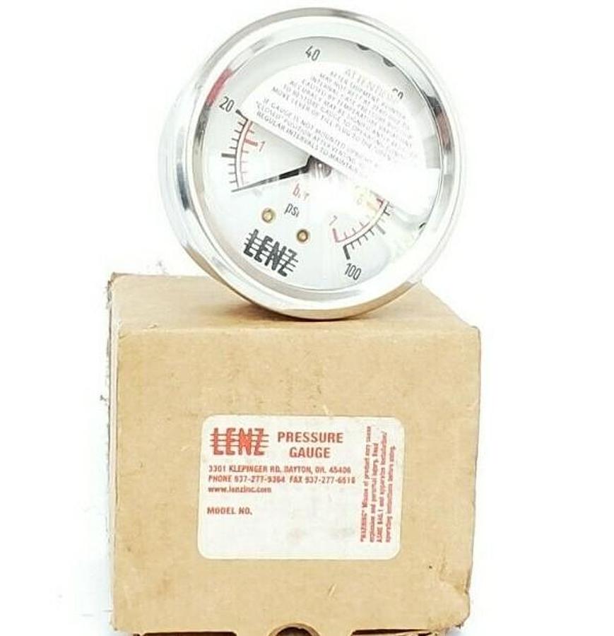Used NIB LENZ AFC PRESSURE GAUGE, 0-100PSI, 0-7PSI