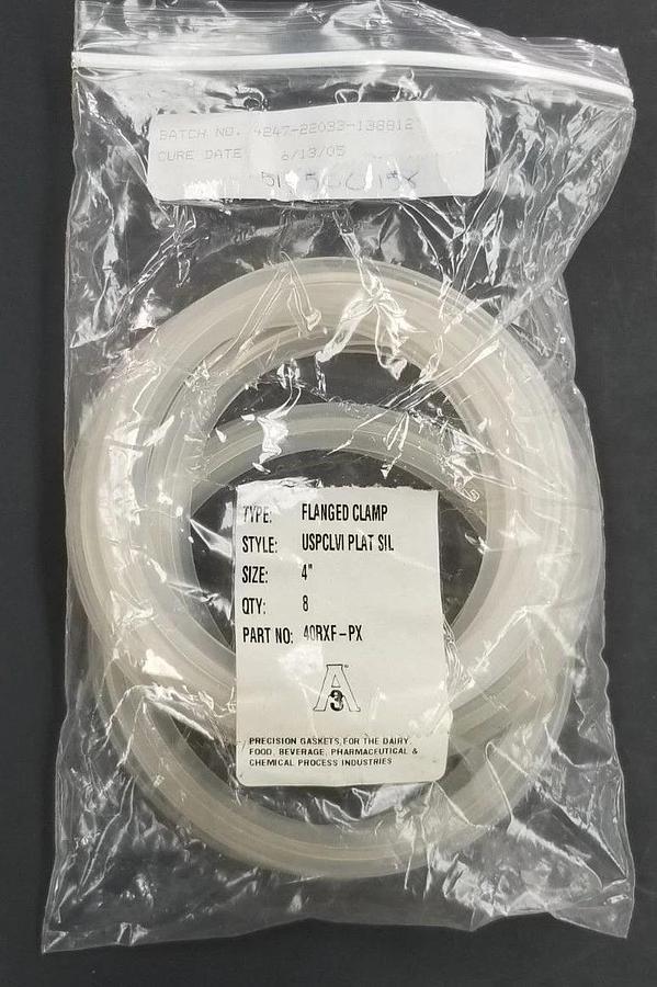 Used LOT OF 8 NEW A3 PRECISION GASKETS 40RXF-PX TYPE: FLANGED CLAMP, 4''
