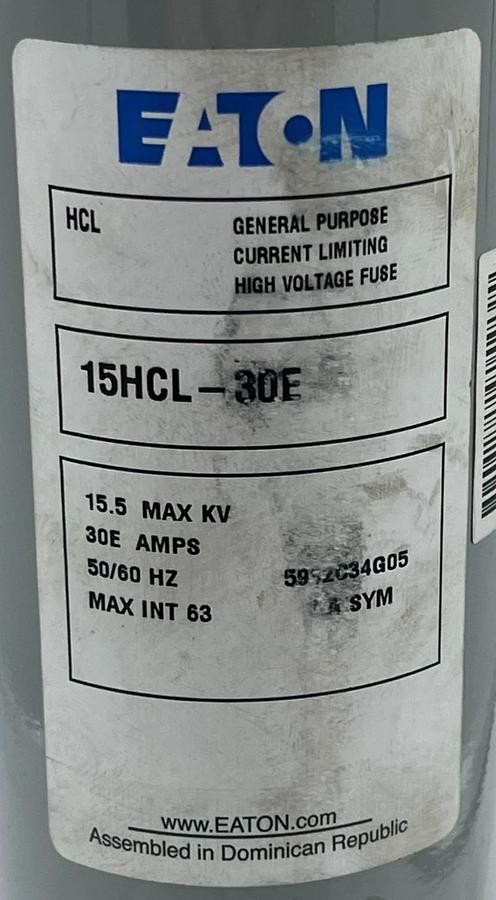 Eaton 15HCL-30E Power Fuse | 15.5kV Max | 30E Amp | Current Limiting HCL