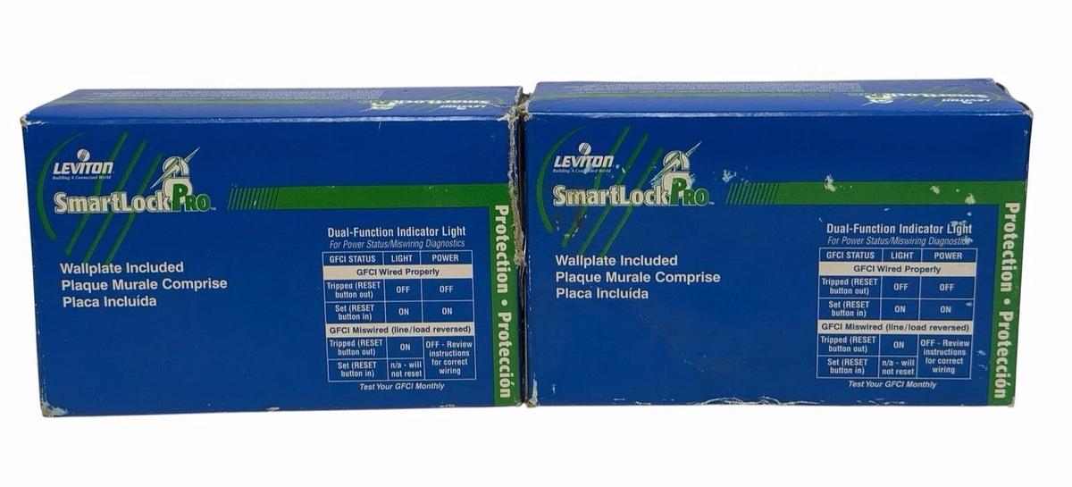Used LOT OF 2 NIB LEVITON 7899 SMARTLOCK PRO GFCI RECEPTACLES 20A-15V BROWN