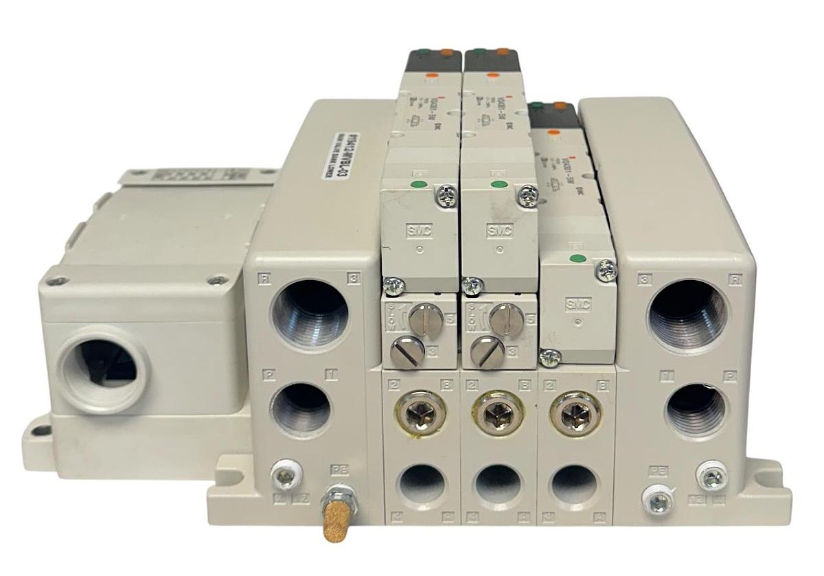 Used SMC 19412-MVBL-03 / 19412MVBL03 PNEUMATIC MAIN VALVE BANK LOWER VQ4301-5W NSNP