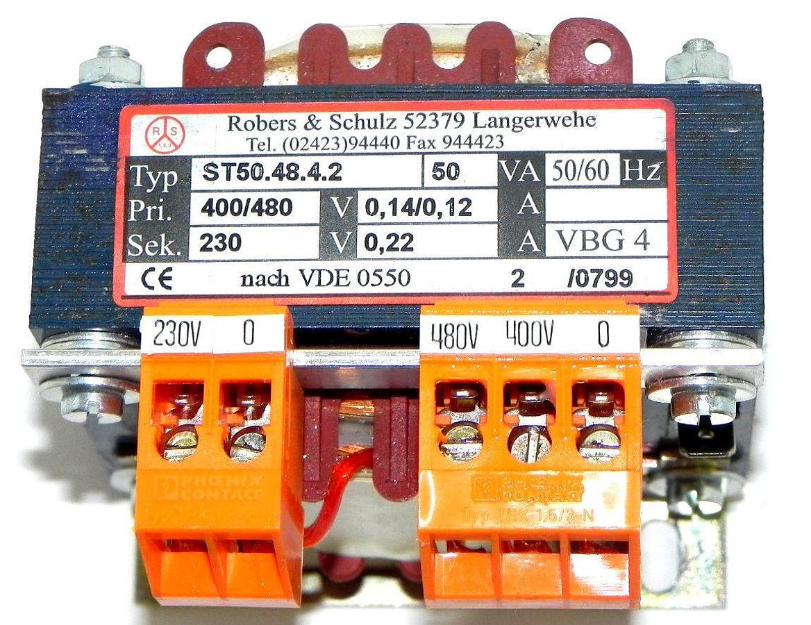 Used ROBERS & SCHULZ ST50.48.4.2 TRANSFORMER ST504842, 50VA 50/60HZ