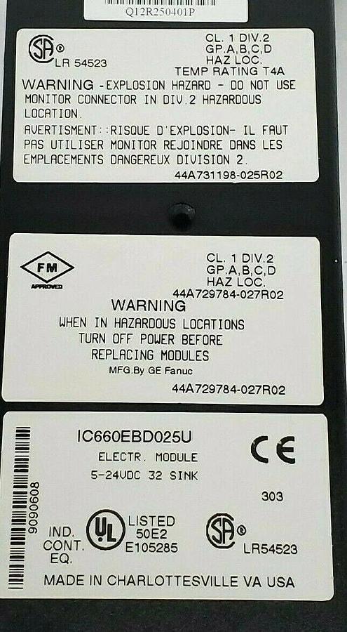 Used GE FANUC IC660EBD025U ELECT. MODULE HOUSING 44A729784-027R02
