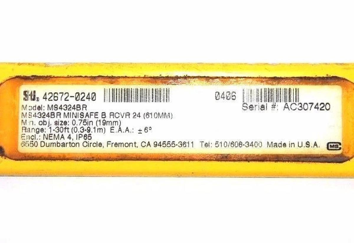 Used STI MS4324BR MINISAFE MS4300 SERIES RECEIVER LIGHT CURTAIN 42672-0240