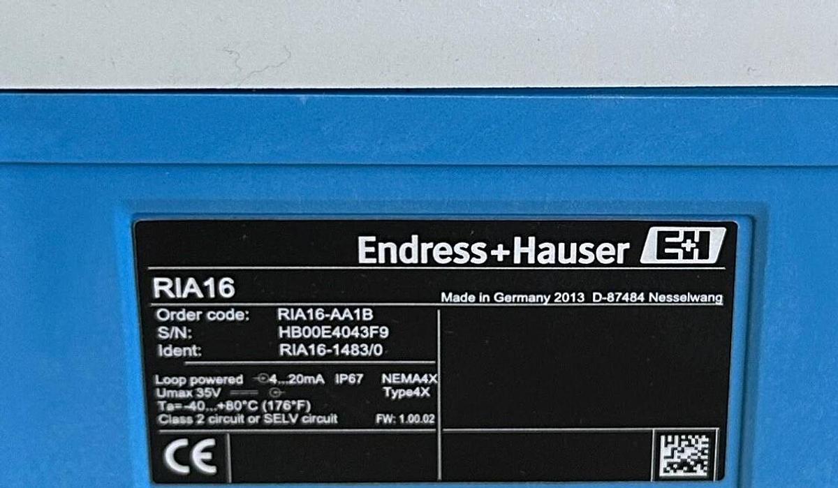 NEW ENDRESS + HAUSER RIA16 / RIA16-AA1B / RIA16-1483/0 LOOP-POWERED INDICATOR