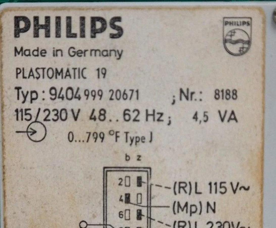 Refurbished PHILIPS PLASTOMATIC 19 TYP: 940499920671 NR; 8188 115/230V 48...62HZ 4,5WA