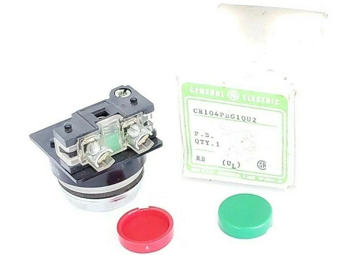 NIB NEW GENERAL ELECTRICS CR104PBG10U2 PUSHBUTTON CR104P W/ 2 LENS COLORS