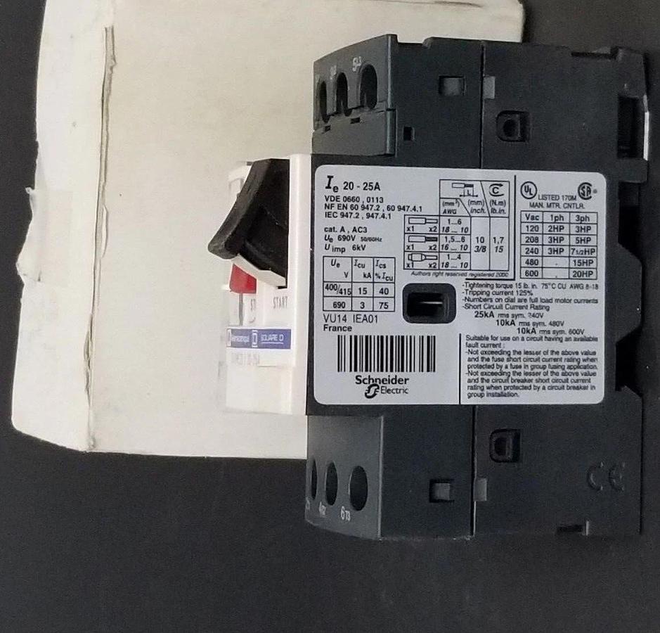 Used NIB TELEMECANIQUE GV2-ME22 CIRCUIT BREAKER 20-25A 034325 GV2ME22