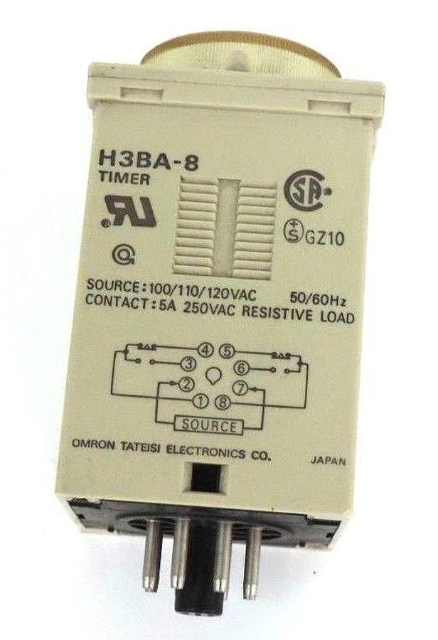 Used OMRON H3BA-8 RELAY TIMER 100/110/120VAC 5A 50/60HZ H3BA8
