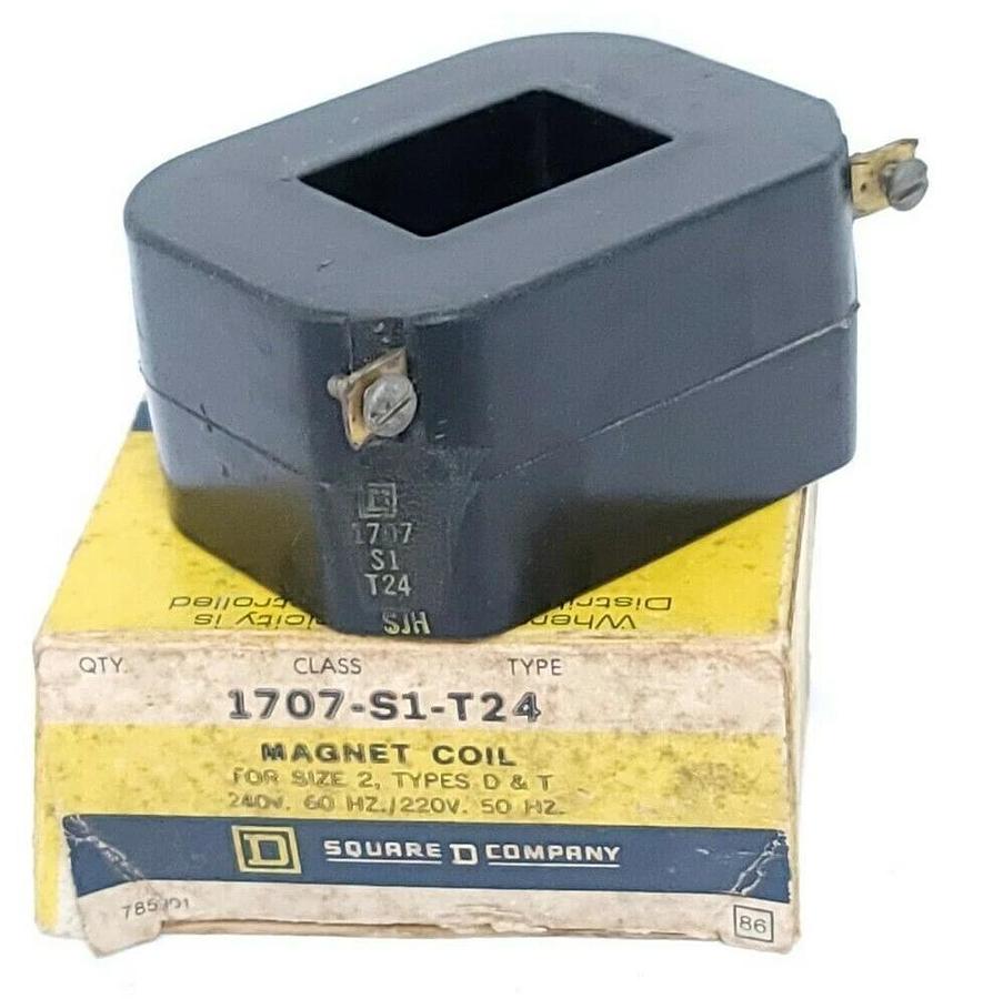 Used SQUARE D 1707-S1-T24 MAGNET COIL 240-220V 60-50HZ, 1707S1T24