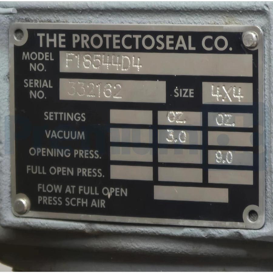 Protectoseal F18544D4 Pipe-Away Pressure/Vacuum Relief Vent SS316 Size 4"x4" FLG