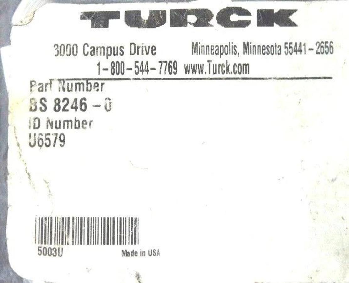 Used LOT OF 4 NEW TURCK BS 8246-0 MINIFAST CORDSET ADAPTERS ID NO. U6579 BS82460