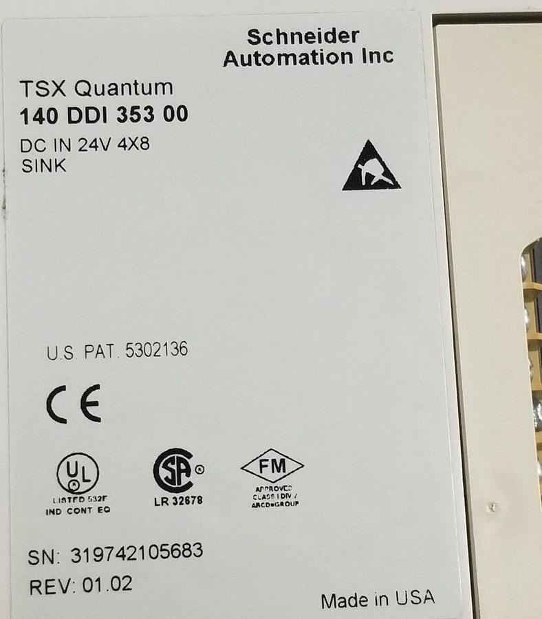 Used LOT OF 2 SCHNEIDER AUTOMATION 140 DDI 353 00 REV. 01.02 INPUT MODULES 140DDI353