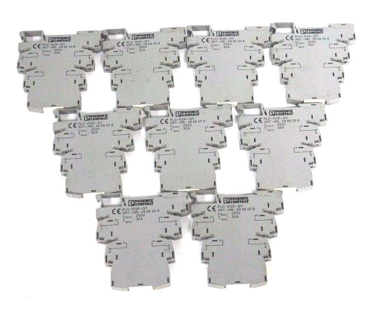 Used LOT OF 9 PHOENIX CONTACT PLC-ESK-GY TERMINAL BLOCKS ART. NR. 2966508 25V, 32A