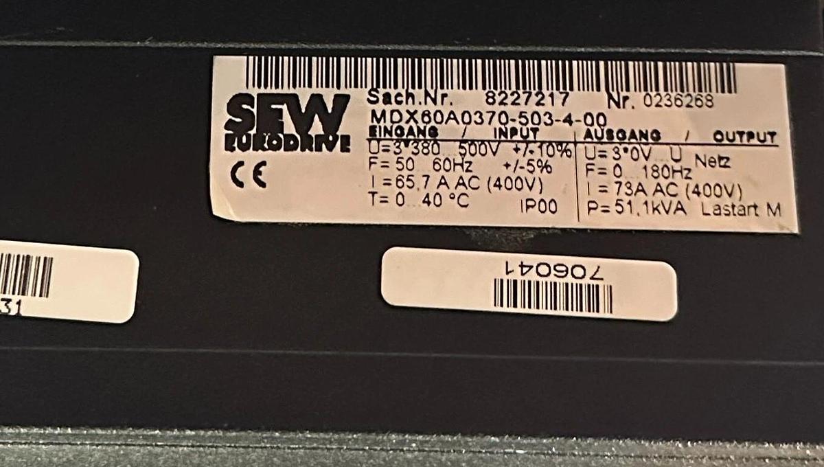 Used SEW EURODRIVE MDX60A0370-503-4-00 / MDS60A0370-503-4-0T MOVIDRIVE DRIVE 8227217