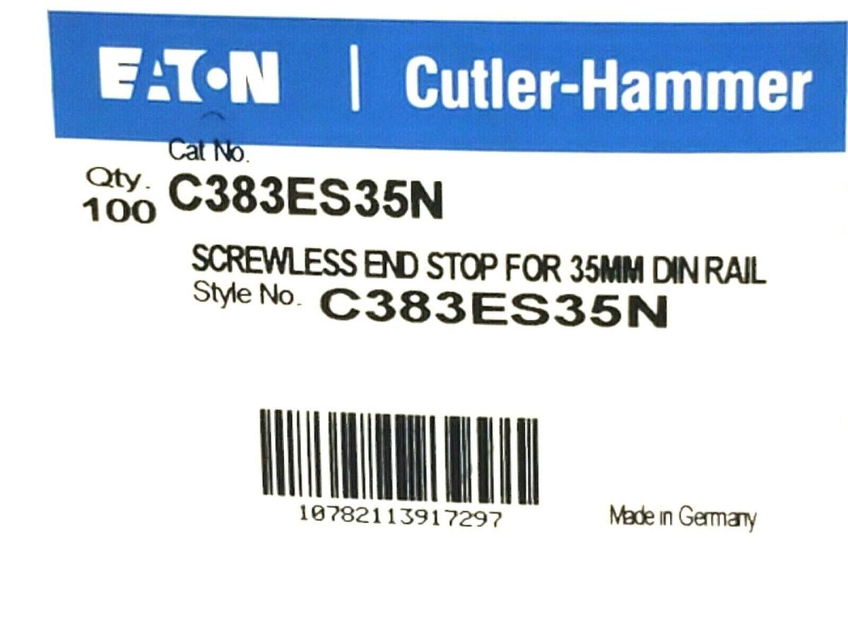 Used BOX OF 100 NEW EATON CUTLER HAMMER C383ES35N SCREWLESS END STOPS