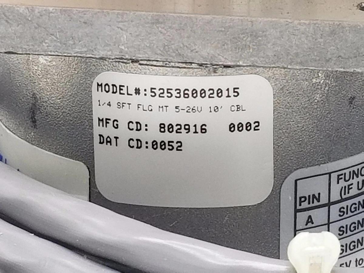 Used DANAHER CONTROLS DYNAPAR 52536002015 ENCODER 1/4 SFT FLG MT 50-26V 10' CBL