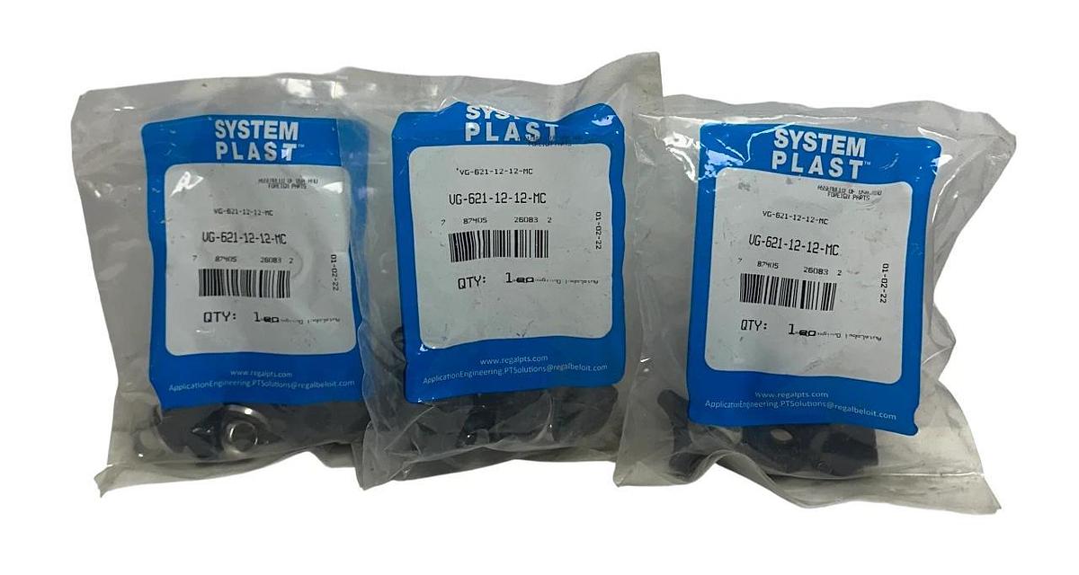 Used 3 SYSTEM PLAST VG-621-12-12-MC / VG6211212MC CROSS BLOCK MOUNTING KITS OEM NSFS