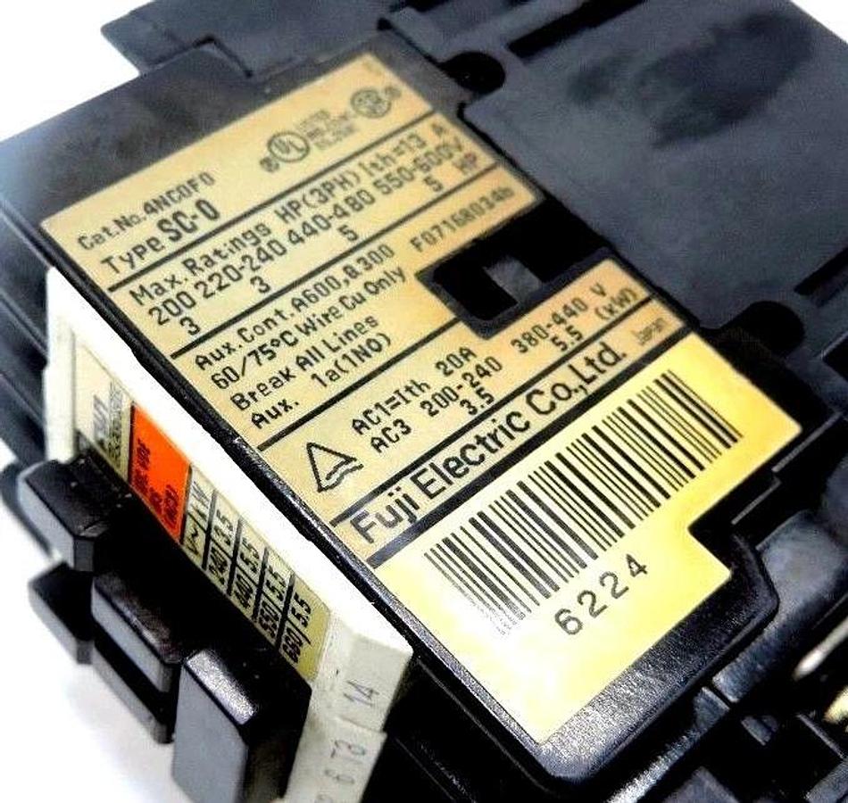 Used NEW FUJI ELECTRIC SC-0 CONTACTOR W/ TR-0N/3 OVERLOAD RELAY & SZ-Z5 SUPPRESSOR