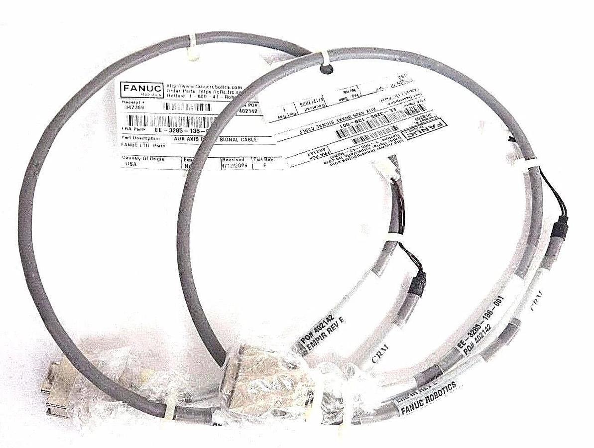 Used LOT OF 2 FANUC ROBOTICS EE-3285-136-001 AUX AXIS BRAKE SIGNAL CABLE EMPIR REV. E