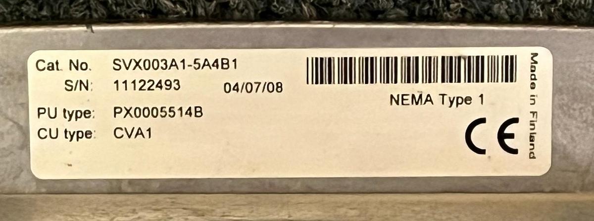 Used EATON SVX003A1-5A4B1 Variable Frequency Drive 3HP 600V 3-Phase SVX9000 VFD