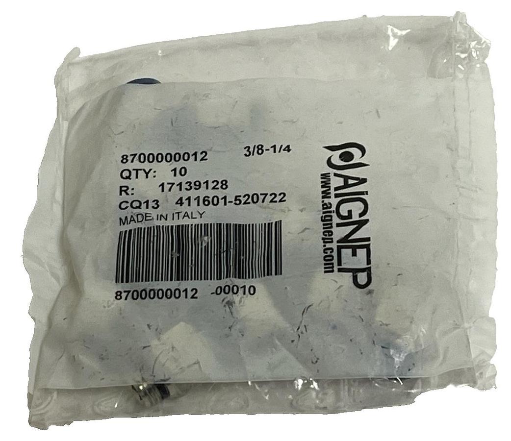 QTY: 10 Aignep 87000-06-04 Straight Male Fitting 3/8" Tube x 1/4" NPT Uni Thread