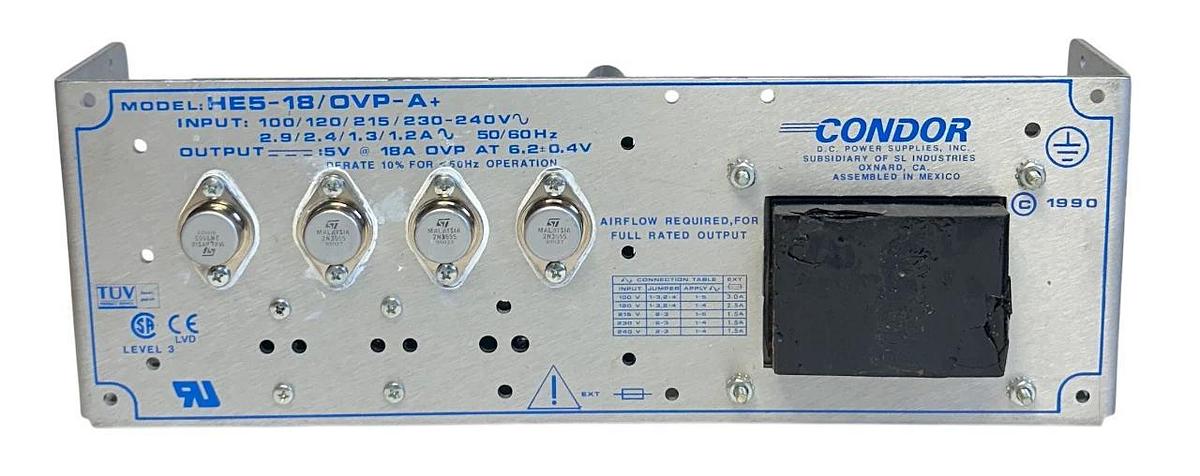 Used CONDOR HE5-18/OVP-A+ / HE5-18-OV-A+ / 110-43219 DC POWER SUPPLY 5VDC OUT USNP