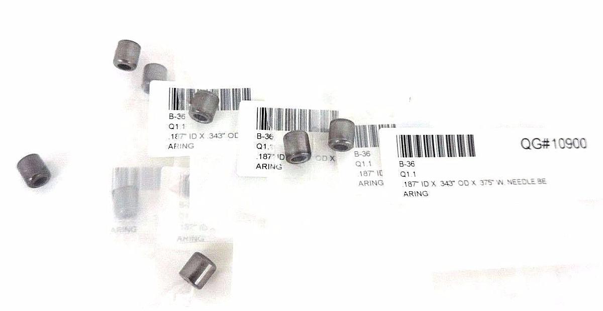 LOT OF 8 NEW B-36 NEEDLE BEARINGS .187"ID X .343"OD X .375"W