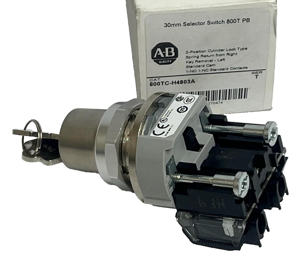 Used Allen-Bradley 800TC-H4803A 30mm 2-Position Keyed Selector Switch - New In Box