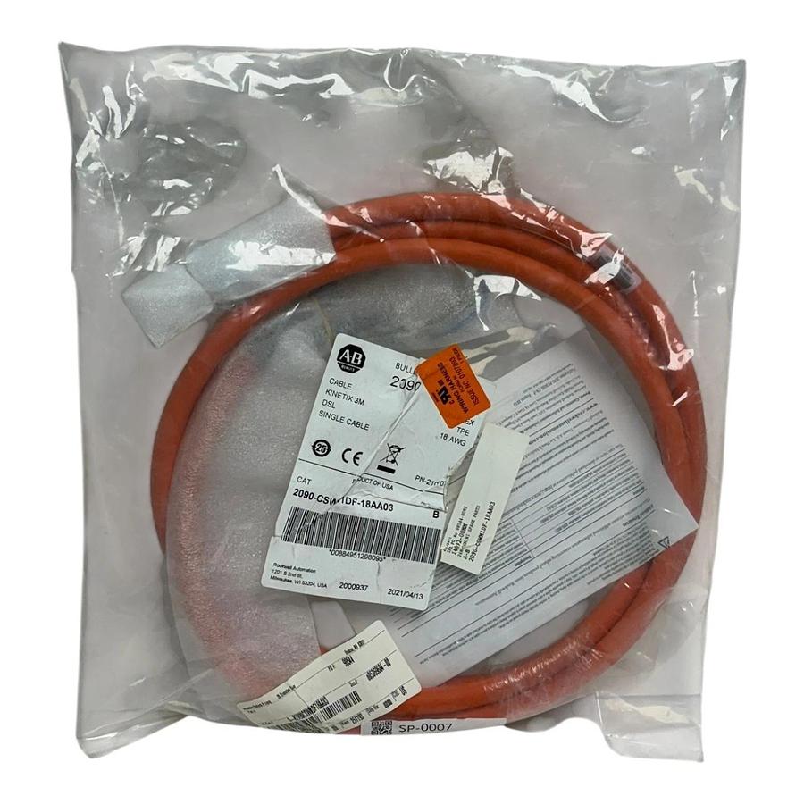 Used New Sealed Allen-Bradley 2090-CSWM1DF-18AA03 Kinetix Motor Cable 3m Ser B