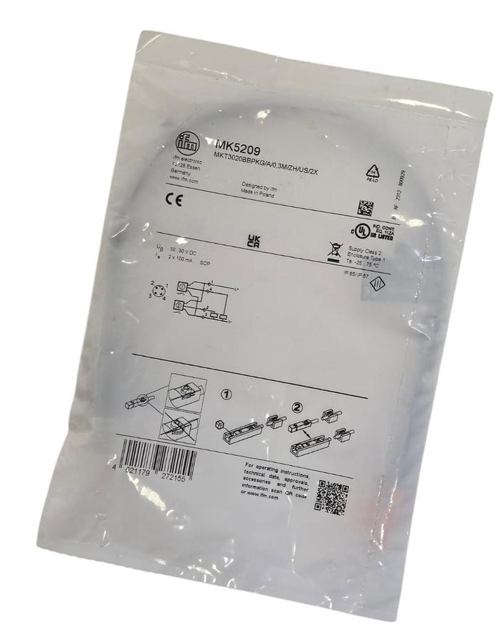 Used NEW IFM MKT3020BBPKG/A/0,3M/ZH/US/2X T-SLOT CYLINDER SENSOR MK5209 10...30V DC