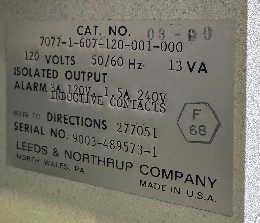 NEW LEEDS & NORTHRUP 7077-1-607-120-001-000 / 70771607120001000 SULFURIC BY WGHT