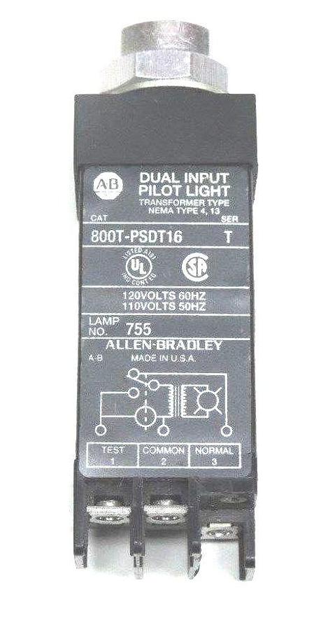 Used ALLEN BRADLEY 800T-PSDT16 DUAL INPUT PILOT LIGHT SER T 800TPSDT16