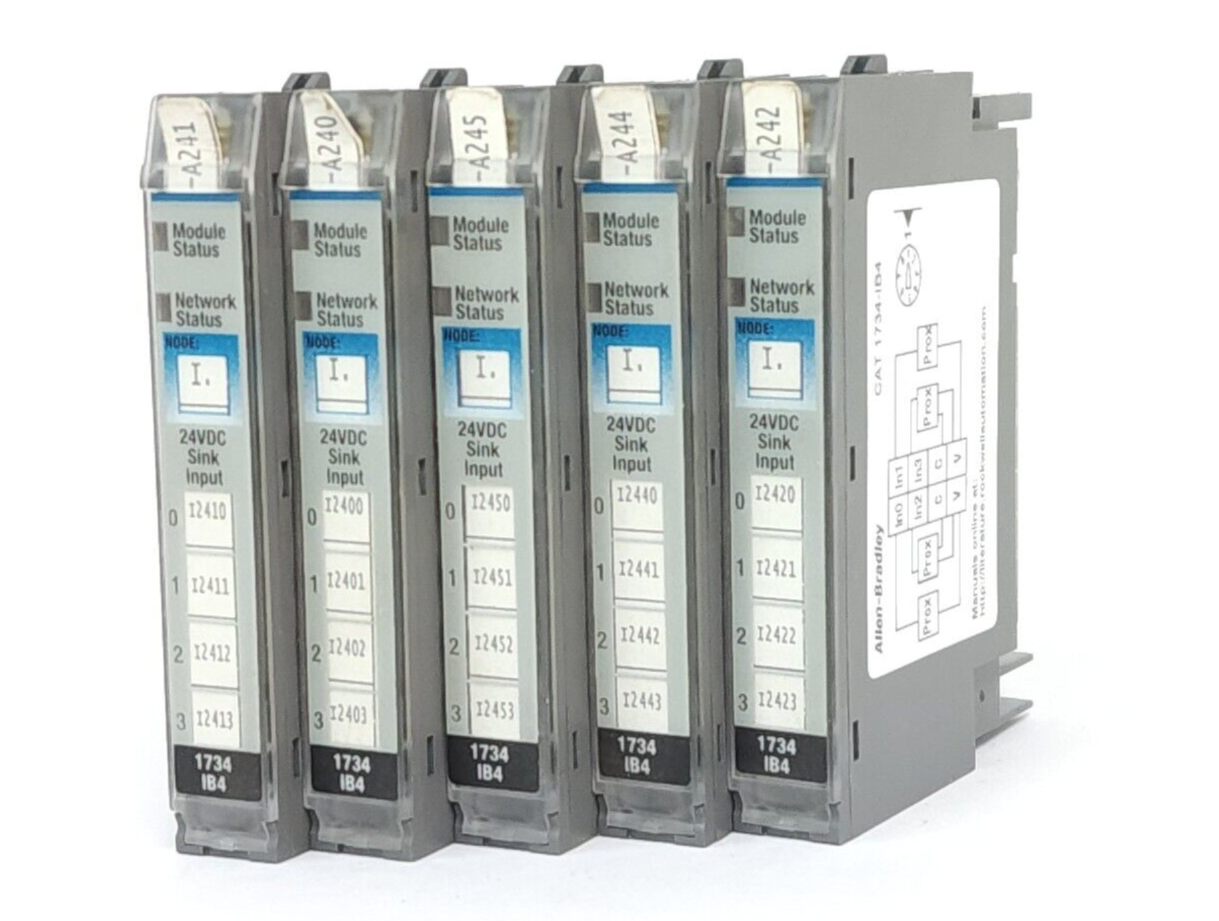 Used LOT OF 5 ALLEN BRADLEY 1734-IB4 SER. D POINT I/O 4 POINT DIGITAL INPUT MODULES