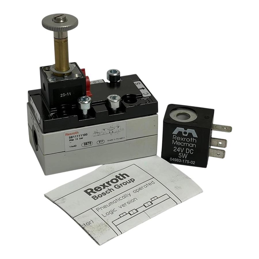 Rexroth Mecman 5811111100 Pneumatic Logic Valve 24VDC 5W 10 Bar New Surplus