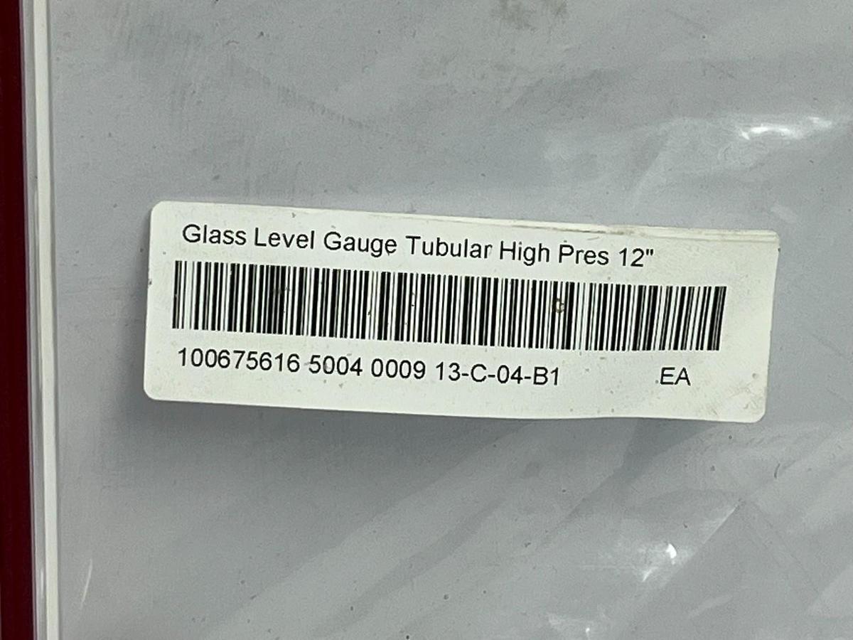 Used Lot of 6 High Pressure Tubular Glass Level Gauge 12" Red Line Sight Glass Tube