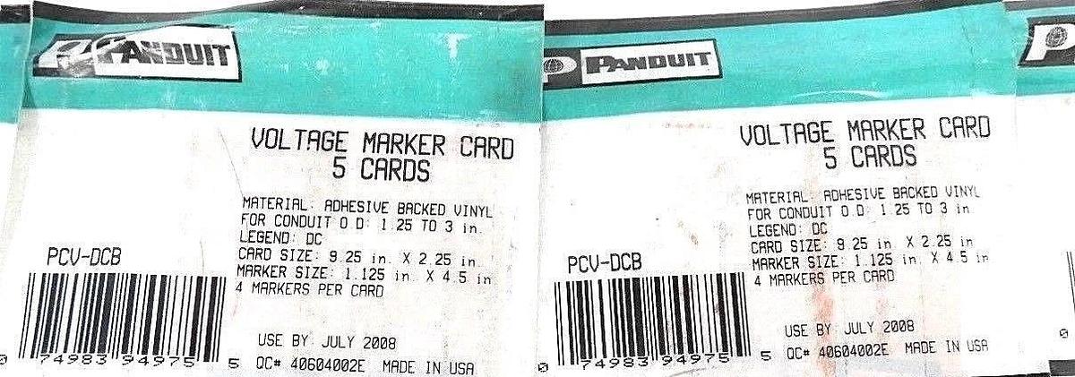 Used LOT OF 4 NEW PANDUIT PCV-DCB VOLTAGE MARKER CARD DC 4/CARD 5/PACK