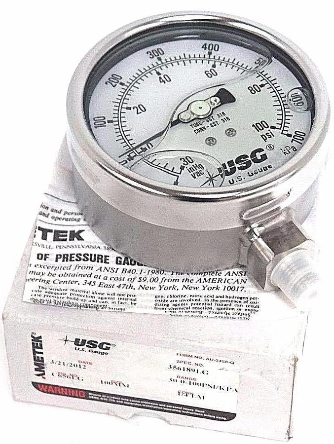 Used NIB AMETEK SPEC. NO. 356189LG GAUGE FIG. NO. C656LG, CONN. 1/4 LM, SIZE: 100MM