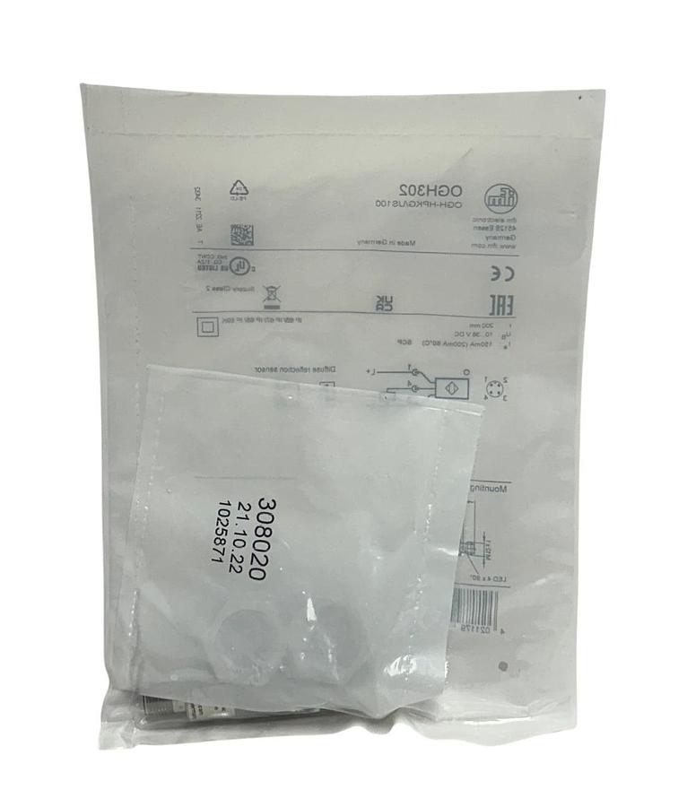 Used IFM ELECTRONIC OGH-HPKG/US100 / OGH302 DIFFUSE REFLECTION SENSOR 10-36VDC NSFS