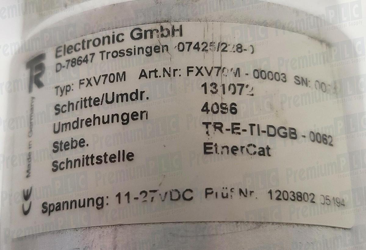 Used TR ELECTRONIC FXV70M-00003 ENCODER 11-27 VDC TYPE: FXV70M 85-416-038